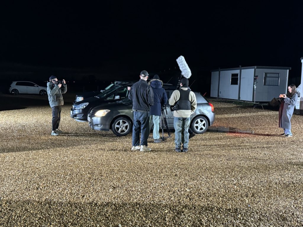 Car scene being filmed outside